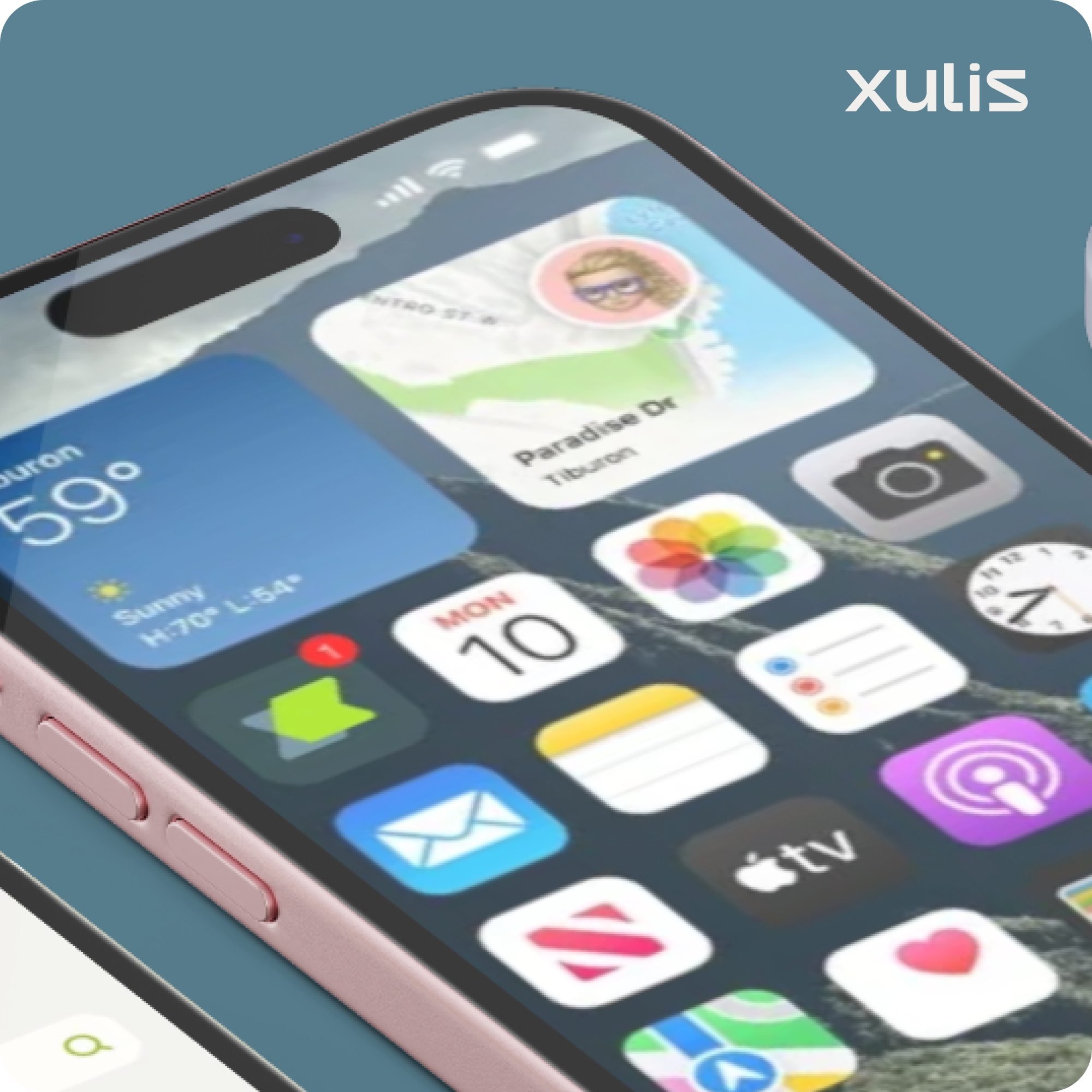 Smartphone moderno com a marca Xulis em destaque, simbolizando a integração da tecnologia financeira no cotidiano.